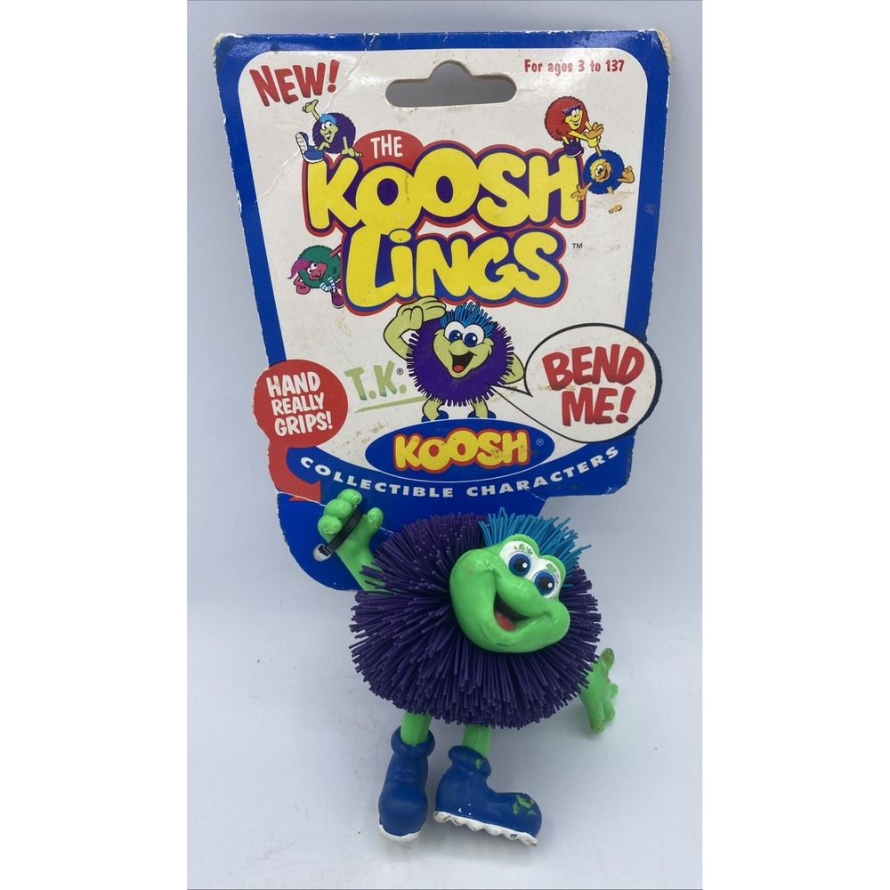 VTG Purple Koosh Lings TK new NOS - poseable koosh ball person 90s toy